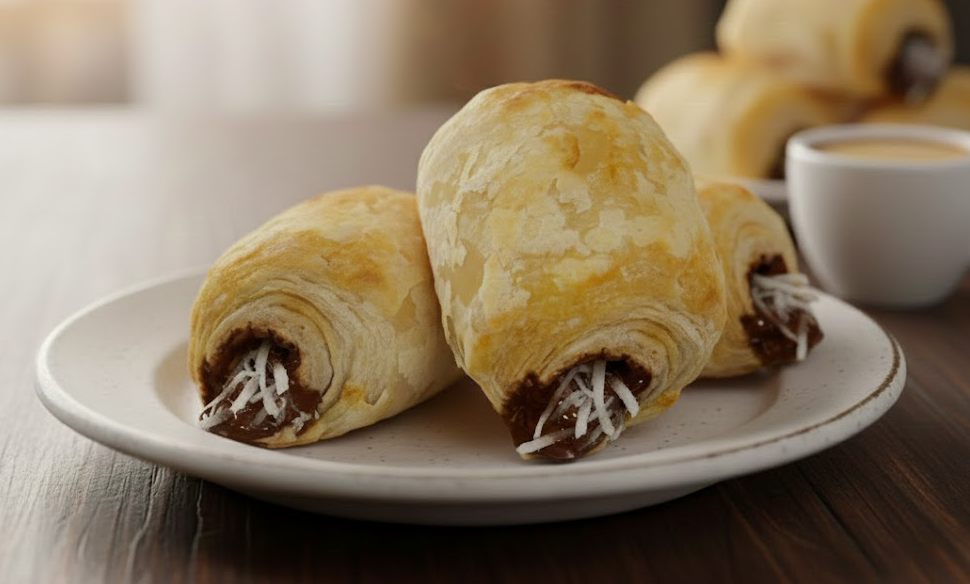 Mini folhado de chocolate com coco